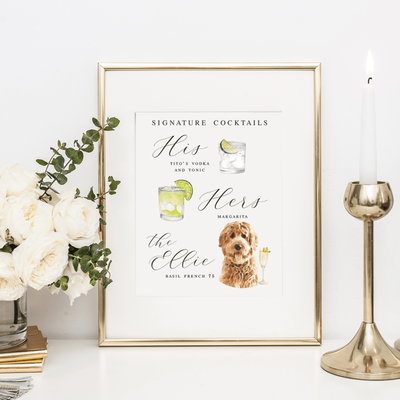His and Hers Wedding Bar Menu Print - Pets