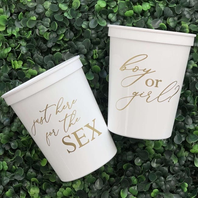 Just Here For The Sex Gender Reveal Napkins And Cups - Quick Ship