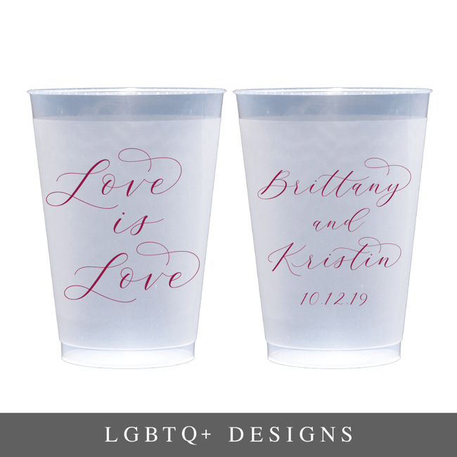 LGBT Wedding Frosted Plastic Cups - More Options Available