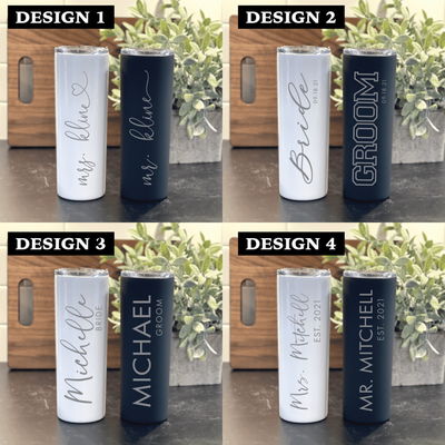 Personalized Bride and Groom Skinny Tumbler Set