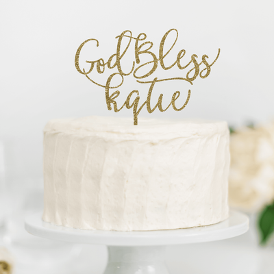 Personalized God Bless Acrylic Cake Topper