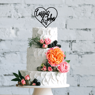 Personalized Heart Wedding Cake Topper