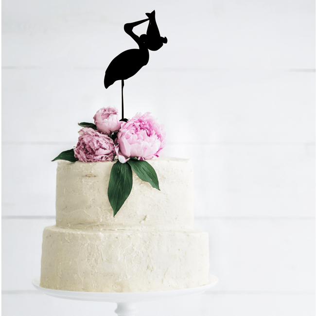 Stork Silhouette Acrylic Cake Topper