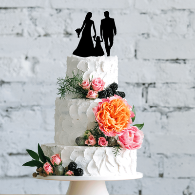 Wedding Couple with Daughter Cake Topper