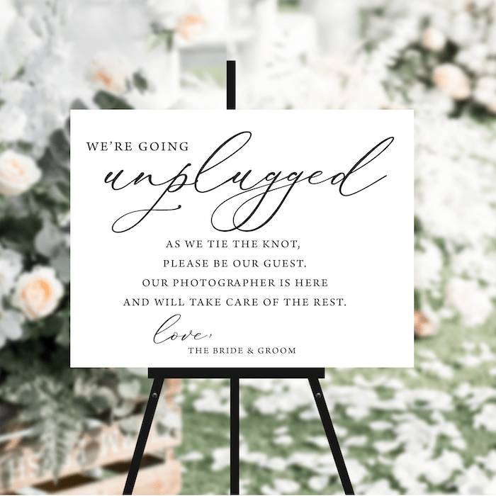We're Going Unplugged Ceremony Sign - Welcome Sign