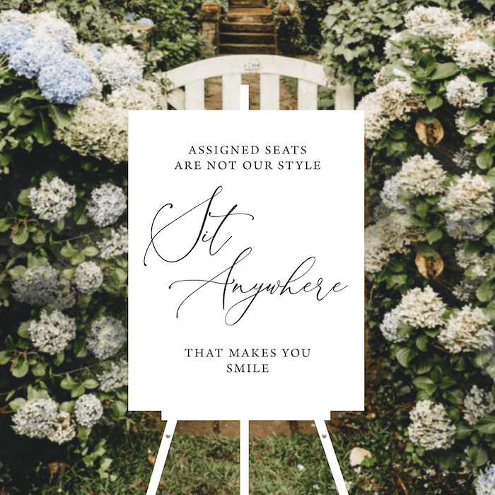 Sit Anywhere Wedding Ceremony Sign - Welcome Sign