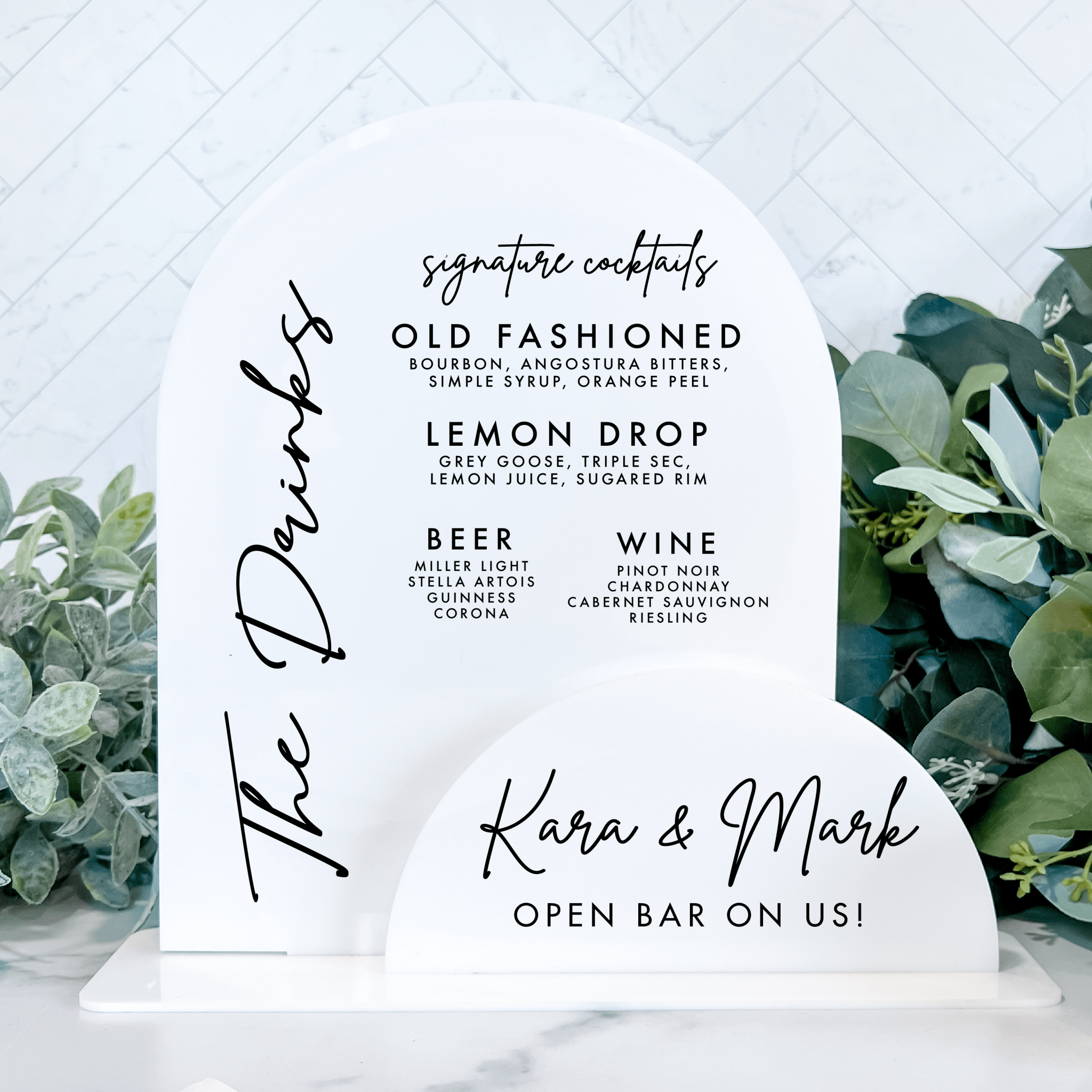 Open Bar on Us Wedding Bar Menu, Dual Arch - Bar Menu - Dual Arch