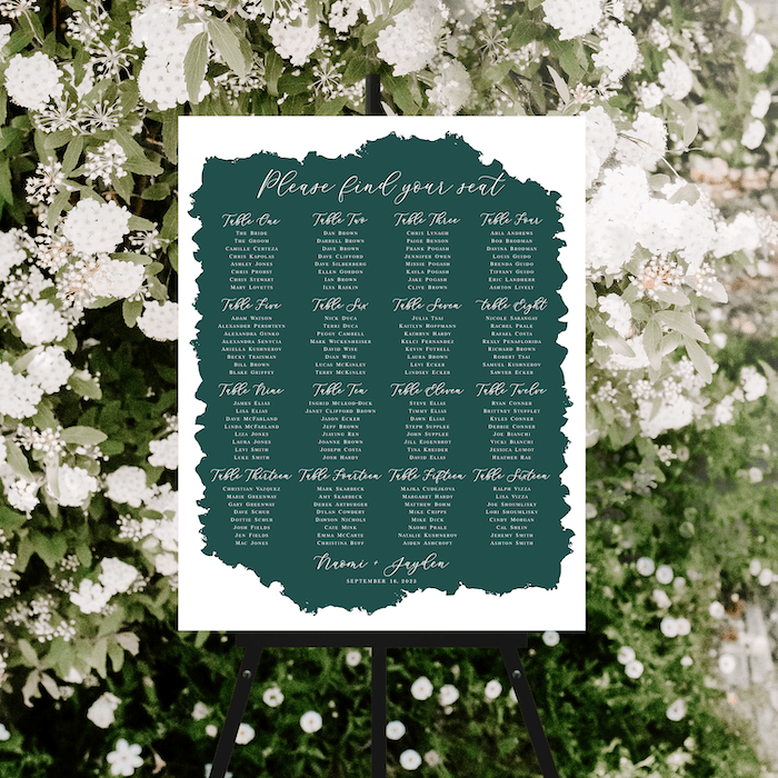 Colored Back Wedding Seating Chart Sign - Welcome Sign
