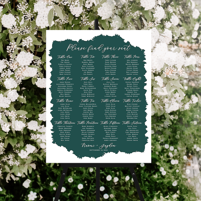Colored Back Wedding Seating Chart Sign