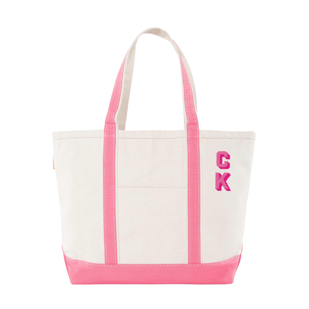 Vertical Monogram Canvas Tote Bag - Embroidery - Tote Bag